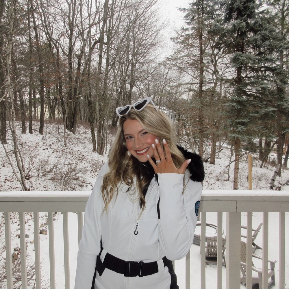 White ski suit